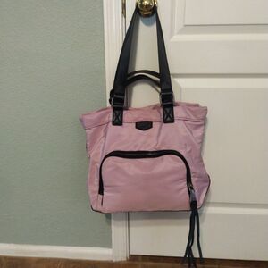 Aimee Kestenberg Lighten Up Tote Purse Handbag Nylon and Leather Blush Pink